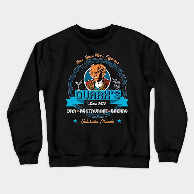 Q's Bar in Deep Space Crewneck Sweatshirt by Alema Art